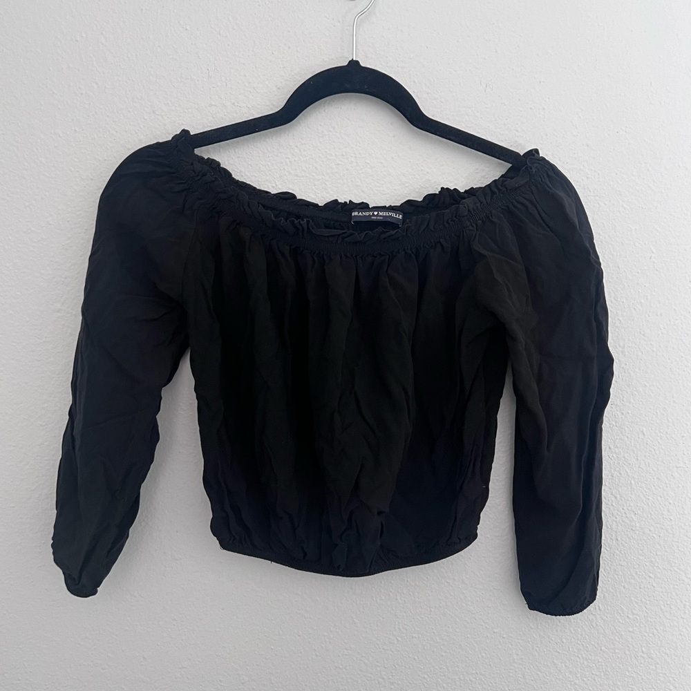 Brandy Melville Black Off the Shoulder Crop Top
